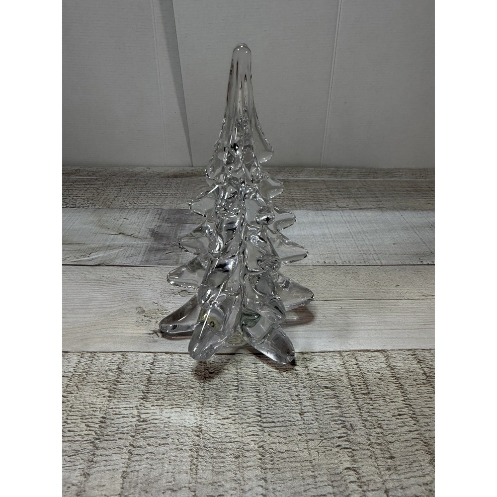 Vintage Two's Company Hand Blown Clear Glass Christmas Tree 6" Holiday Decor